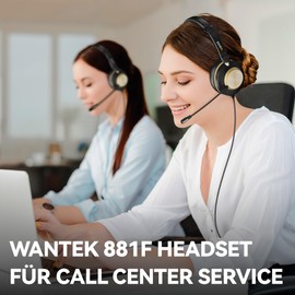 Wantek 882F Headsets with Noise Cancelling Microphone and USB 3.5mm Plug Type-C Adapter for Call Center Online Conference Macbook Windows Computers Laptops Tablets Smartphones