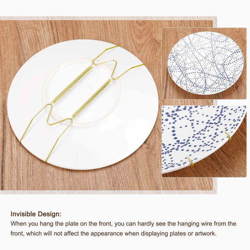 sourcing map 10Pcs Plate Hanger, 4 inch Universal Brass Invisible