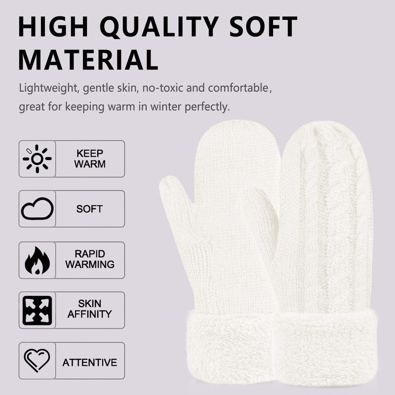 Women's Winter Gloves Warm Lining - Cozy Wool Knit Thick