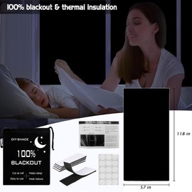 420d Oxford 118 X58in Blackout Curtains Portable Shades Fabric 100% Black Out Material Window Films for Better Guard Covers Bedroom Dorm Room Office or Travel Blind (Black, 58x118in)