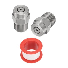 uxcell 2Pcs Pressure Washer Tip 1/4" Male NPT Threaded Spray Nozzles Stainless Steel for Water Gun Water Broom and Undercarriage Cleaner (0 Degree, 1.449mm Orifice)