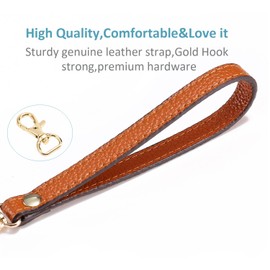 UTreers Wristlet Strap, Genuine Leather Keychain Wristlet KeyChain Hand Strap for Wallet Purse Clutch Cellphone Wristlet Key Size: One Size