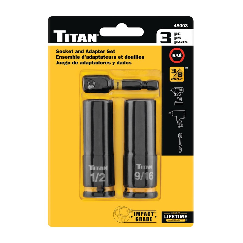 Titan 48003 3-Piece 3/8-Inch Drive SAE 6-Point Impact Socket and