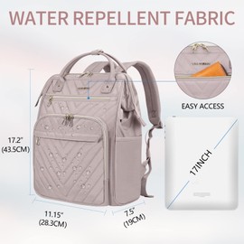 VANKEAN - Mochila para portátil de 17 pulgadas para mujeres y hombres, bolsa de trabajo de computadora, mochila impermeable de gran capacidad con puerto USB y bolsillos RFID, mochila de viaje de