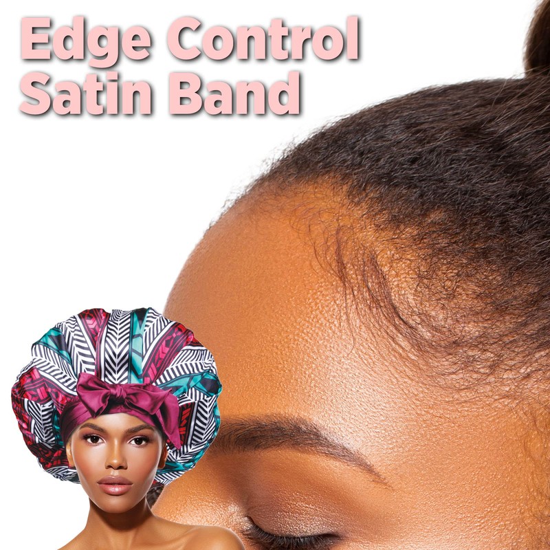 DONNA Large, Extra Large Adjustable Tie Satin Bonnet Sleep Cap