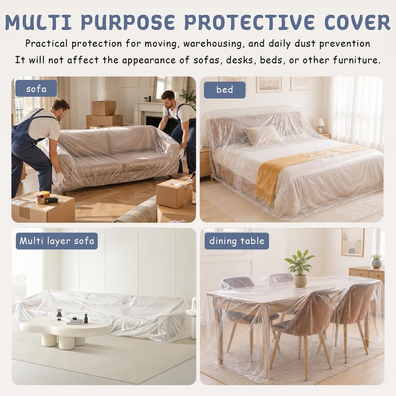Dexpally 10 Pack Plastic Sofa Covers 360x240cm Extra-Large Couch Cover,