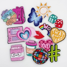 Attuslla Pack of 15 iron-on patches, children, mixed patches, appliqué patch sticker for decoration, DIY T-shirt, hat, coat, dress sticker