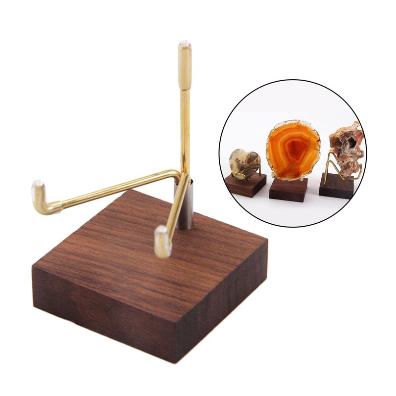 Perfeclan Wooden Display Stand for Fossils, Rocks, Geode, Agate, Crystals,
