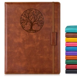 Lined Journal Notebook for Women Men,256 Pages A4 Large Hardcover Leather Journals for Writing,Travel,Business,Work,School,College Ruled Notebooks for Note Taking,Diary Notepad 8.6"×11" (Brown)