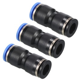 PATIKIL 3/8" to 10mm Reducing Push to Connect Air Line Fitting, 2 Pack Straight Union Reducer Pneumatic Quick Connect Fittings, Black & Blue