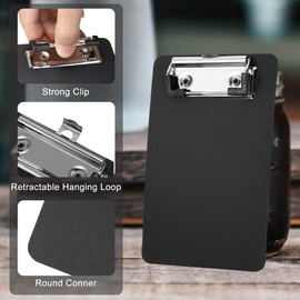 Mogokoyo Pack of 12 Mini Clipboards 10 x 15 cm Small Writing Board Clipboard for Hotels, Bar, Pub, Restaurant (Black)