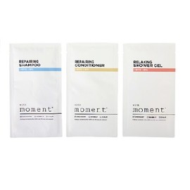 With Moment Disposable Travel Set (Shampoo + Conditioner + Body Cleanser) Travel Pouch Mini Camping Pension Amenities Accommodation / 위드모먼트 일회용 여행세트 (샴푸+컨디셔너+바디클렌져) 여행용 파우치 미니 캠핑 펜션 비품 숙박업소