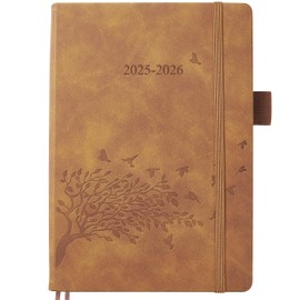 Academic Diary 2025 2026 A5 Page per Day with Time, Daily Planner with Monthly Tabs, Notes, Pocket, Pen Holder & 2 Bookmarks, Elastic Diary 2025 2026 Page to Day, Aug.25-Jul.26 for Student Teacher