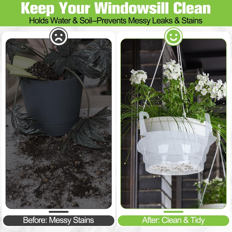 Miuwauer Plastics Hanging Basket Drip Pans (15, 12 inch)