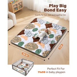QUAFRET Baby Play Mat, 71x59 Playpen Mat, Thicken Cushioning Padding Foam Playmate for Baby and Toddlers Infants, Non-Slip & Machine Washable Tummy Time Mat