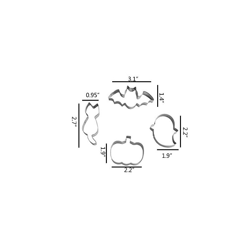 Keewah Small Halloween Cookie Cutter Set, from 2.2” to 3.1”