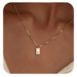 Ajo! Necklace with letters on plate 18 carat gold-plated - waterproof and skin-friendly chain for women with A-Z pendant I initials letter chain, Gold