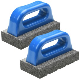 Wenqik 2 Pcs Rub Brick with Handle Concrete 20 Grit Masonry Tools Smoothing Cleaning Removing Marks Tool(Blue)
