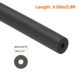 sourcing map Pipe Insulation Foam Tube 6mm ID x 24mm OD 0.85m Foam Tubing Heat Insulated Pipe for AC Unit Handle Grip Water Pipe Freeze Protection - 15/16" x 1/4"/Black
