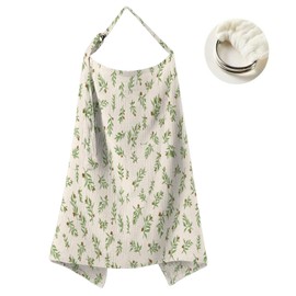 Neblueum Muslin Nursing Cover for Breastfeeding Moms - 100% Cotton Lightweight & Breathable Privacy Shawl with Adjustable Rigid Hoop | Multi-use Apron (Botanical Blooms)