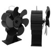 Black 6 Blade Heat Powered Stove Fan Thermodynamically Driven Fireplace
