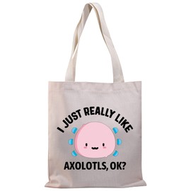 PLITI Axolotl Tote Bag Funny Axolotl Lover Gift I Just Really Like Axolotls Ok Canvas Shoulder Bag For Axolotl Owner Gift(Really like axolotls TGU)