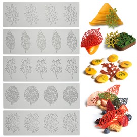 Blätter Silikonform, 5 Stück Fondant Formen Silikon Blätter, Spitze Silikonform Kuchen Prägung, Silikonform Blatt 3d, Silikonform Blatt, für Schokolade, Gummis, Kuchendekoration, Desserts, Seife