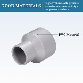QUARKZMAN 50 mm x 40 mm PVC Reducer Coupling x 2 Pieces DWV Coupling Connector for Pipe Fittings for Buildings Irrigation Installation Grey