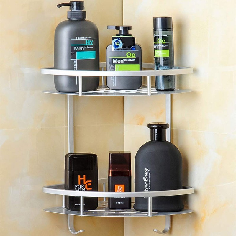 Hawsam No Drilling Bathroom Corner Shelves, Aluminum 2 Tier Shower