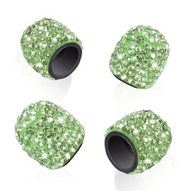 WINKA 4Pcs Bling Car Tire Valve Stem Caps Diamond Bling Dustproof Car Wheel Tire Valve Caps Crystal Decor Universal Shiny Wheel Stem Valve Exterior Accessories for Cars,SUV,Bikes Motorcycles (Green)