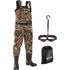 OXYVAN Duck Hunting Waders with 600G Rubber Boots Waterproof Insulated, Neoprene Realtree MAX5 Camo Fishing Chest Waders for Big and Tall Men & Women(Includes Boots Hanger&Storage Bag)