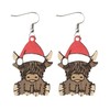 NAUZE Chrismas Cow Earrings Cute Yak Wooden Xmas Animals Drop