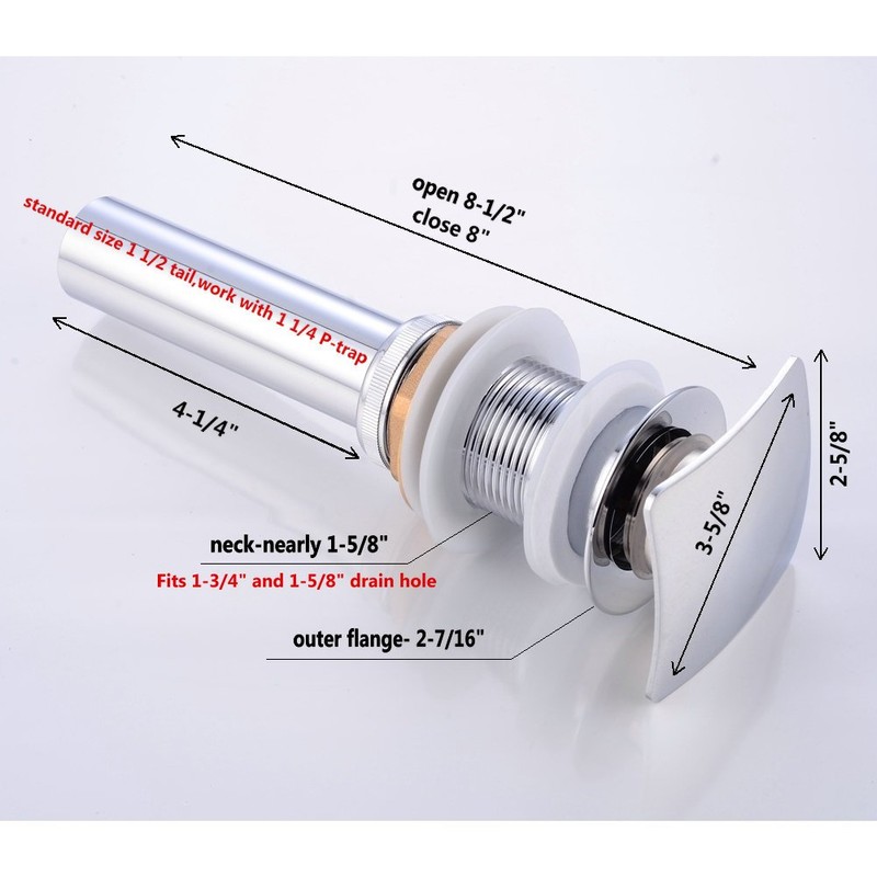 MissMin Square pop up drain without overflow chrome for risen