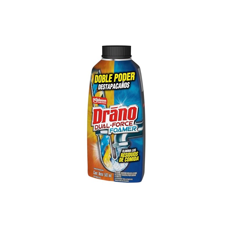Drano Destapacaños, Espuma, Olor Neutro, Dual Force Foamer, 500 ml