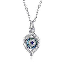 TALYKONG Evil Eye Pendant Necklace for Women Greek Evil Eye with Blue Crystal Protection Jewelry Gifts for Mother Wife