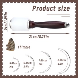 TLKKUE Leather Mallet, Leather Carving Hammer, Wooden Handle Nylon Hammer, Leather Craft Mallet for Engraving Punching Stamping(Red-brown)