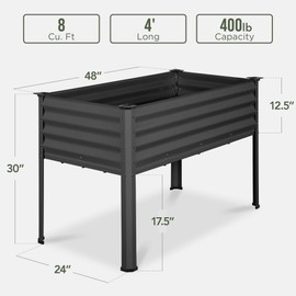 Best Choice Products 48x24x30in Galvanized Raised Garden Bed, Metal Elevated Planter Box, Vegetable Garden for Backyard, Patio, Balcony - Charcoal