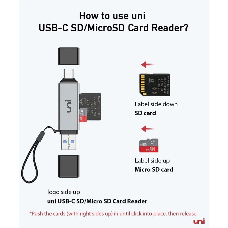 uni USB 3.0/USB C to Micro SD Memory Card Adapter