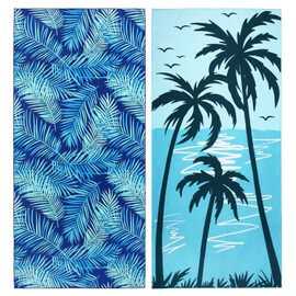 2 Pack Microfiber Beach Towel, Oversized Microfiber Towel 75?x 35?, Sand-Free Beach Towel, Quick Drying Camping Towel, Super Absorbent Bath Towel Blanket, Soft Breathable and Ligheweight