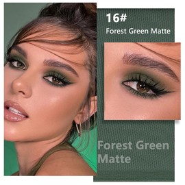 Kaely Pressed Single Eyeshadow Makeup, Forest Green Matte Highly Pigmented Monochrome Eye Shadow Palette, Waterproof Neutral Powde Mini Eyeshadow, sombras para ojos, Lightweight Blendable, 16