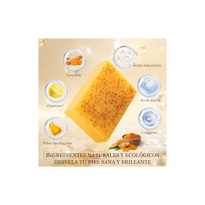2PCS Jabón Turmeric Soap, Jabón De Ácido Kójico De Cúrcuma