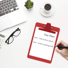 Acrimet Clipboard Memo Size A5 (23,5 cm x 16 cm) Premium Metal Clip (Plastic) (Red Color) (6 Pack)