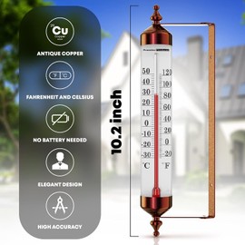 Steel Thermometer Indoor/Outdoor Waterproof Decorative (Adjustable Angle)