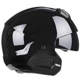 Harssidanzar 3/4 Open Face Motorbike Motorcycle Helmet Full Face Modular Helmets with Visor for Mens and Womens Street Bike Cruiser Scooter DOT Approved CU605US, C3-Gloss Black, Size Small