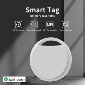Juinteo Smart Tag, Air Tag, Item Finder, Compatible with Apple Find my (iOS Only-MFI Certified), Bluetooth, Global Positioning, Lost Alerts, One-Click Search, Track Sound 100dB (Turquoise)