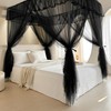 AIKASY 4 Corners Post Ruffle Princess Bed Canopy Curtain -