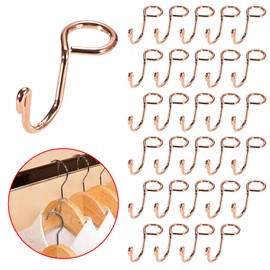 Sumnacon Hanger Hooks 30 Pcs Clothes Hanger Hooks Gold Metal Connector Hooks Mini Cascading Hanger Extender Hooks for Velvet Wooden Hangers Hat Bag Rose Gold