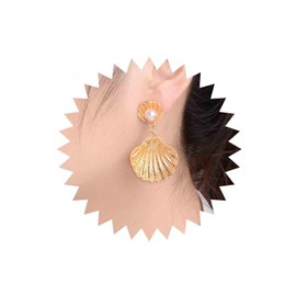 Yienate Boho Pearl Shell Drop Earrings Stud Earrings Vintage Pearl Scallop Earrings Gold Summer Beach Earrings Shell Earrings Jewellery Gifts for Women Girls