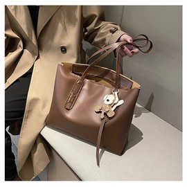 Moeruruya Tote Bag, Handmade Kit, Handmade, Business Check Bag, Set, DIY Tote Kit, Leather Bag Kit, A4, Large Capacity, Solid Color Handbag (Brown)