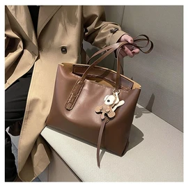 Moeruruya Tote Bag, Handmade Kit, Handmade, Business Check Bag, Set, DIY Tote Kit, Leather Bag Kit, A4, Large Capacity, Solid Color Handbag (Brown)